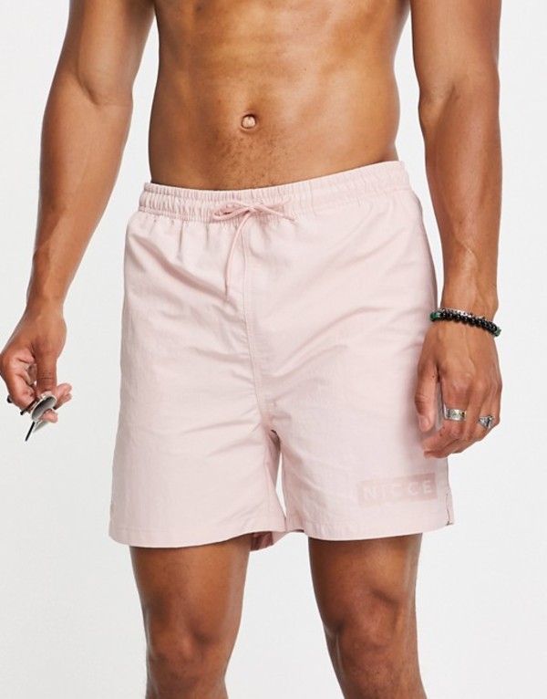 ニッチェ ロンドン メンズ ハーフパンツ・ショーツ 水着 Nicce crib swim shorts in pink Pink | ReVida  楽天市場店