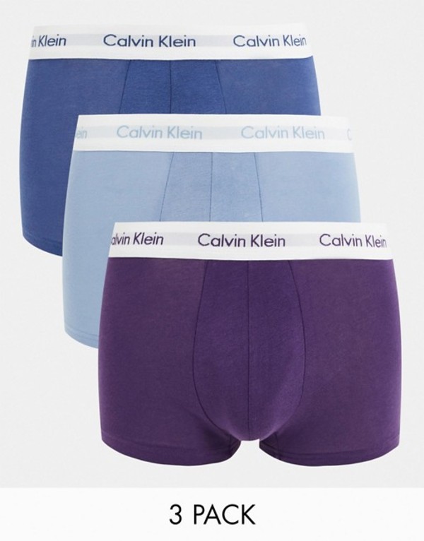 送料無料 サイズ交換無料 モデル着用＆注目アイテム カルバンクライン 無料 メンズ アンダーウェア トランクス Multi Calvin pack 3 Klein trunks purple gray in blue