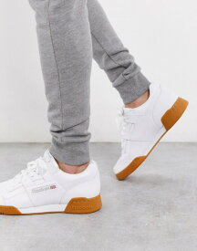 リーボック メンズ スニーカー シューズ Reebok workout plus sneakers in white with gum sole WHITE