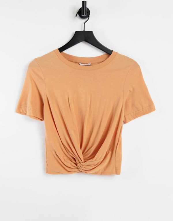 送料無料 サイズ交換無料 モンキ レディース トップス シャツ Orange Monki Wilma orange 卸直営 front t-shirt in 美品 twist cotton organic