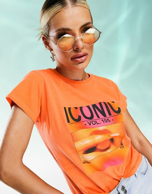 送料無料 サイズ交換無料 アズユー レディース トップス シャツ Orange ASYOU 購入 orange with iconic fit 90's 買物 in graphic t-shirt