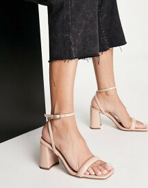 エイソス レディース ヒール シューズ ASOS DESIGN Hilton barely there block heeled sandals in beige BEIGE