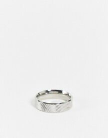 エイソス メンズ 指輪 アクセサリー ASOS DESIGN stainless steel band ring with horizontal emboss in silver tone SILVER