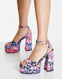 エイソス レディース サンダル シューズ ASOS DESIGN Nix platform heeled sandals in tropical print Tropical print