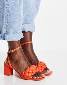レイド レディース サンダル シューズ RAID Jaelyn braided mid heeled sandals in orange orange pu