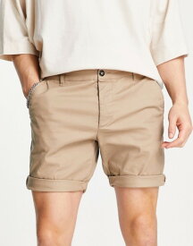 エイソス メンズ ハーフパンツ・ショーツ ボトムス ASOS DESIGN slim chino shorts in stone STONE