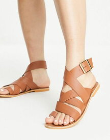 エイソス レディース サンダル シューズ ASOS DESIGN Fudge leather flat sandals in tan TAN
