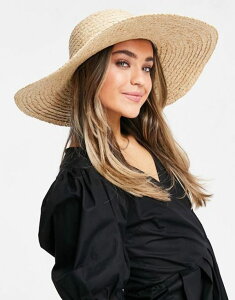 GC\X fB[X Xq ANZT[ ASOS DESIGN natural straw floppy hat with skinny band and size adjuster Neutral