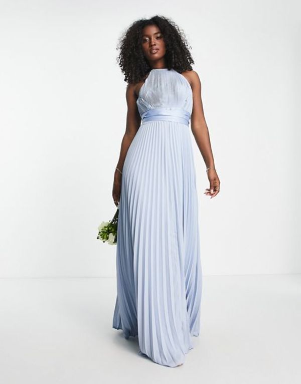 【58%OFF!】 史上最も激安 送料無料 サイズ交換無料 エイソス レディース トップス ワンピース Blue ASOS DESIGN Bridesmaid pleated pinny maxi dress with satin wrap waist in blue retail-innovations.com retail-innovations.com