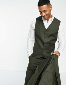 エイソス メンズ タンクトップ トップス ASOS DESIGN slim suit vest in khaki GREEN