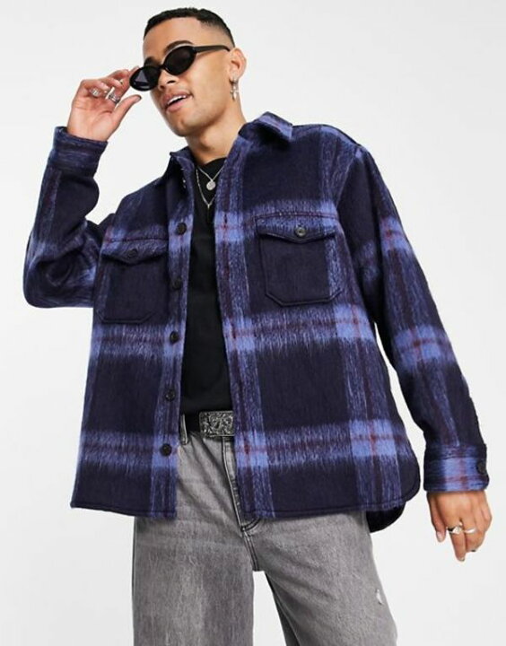 楽天市場 オールセインツ メンズ シャツ トップス Allsaints Gallaway Check Overshirt In Blue Blue Revida 楽天市場店