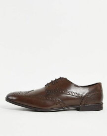 リバーアイランド メンズ スリッポン・ローファー シューズ River Island lace up derby brogues in dark brown BROWN - DARK