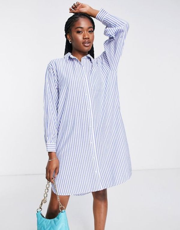 ニュールック レディース シャツ トップス New Look oversized stripe shirt in blue BLUE | ReVida  楽天市場店