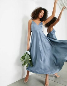 エイソス レディース ワンピース トップス ASOS EDITION satin midi dress with tie back in dusky blue Dusky Blue