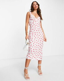 エイソス レディース ワンピース トップス ASOS DESIGN low back midi sundress in mini rose print ROSE PRINT