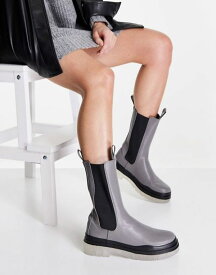 パブリックデザイア レディース ブーツ・レインブーツ シューズ Public Desire Wynter translucent sole boots in gray Gray