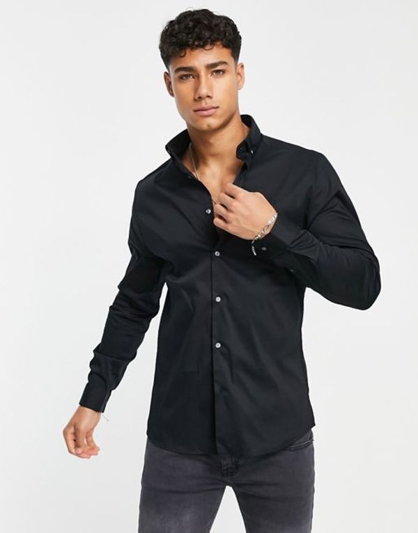 楽天市場】リバーアイランド メンズ シャツ トップス River Island long sleeve smart embroidered  muscle fit shirt in black Black : ReVida 楽天市場店