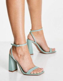 エイソス レディース サンダル シューズ ASOS DESIGN Nora barely there block heeled sandals in green SAGE GREEN