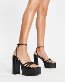 エイソス レディース サンダル シューズ ASOS DESIGN Nate platform heeled sandals in black Black