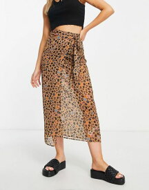 ネバーフリードレスド レディース スカート ボトムス Never Fully Dressed wrap midi skirt in leopard confetti print - part of a set Leopard Confetti