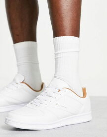 ベンシャーマン メンズ スニーカー シューズ Ben Sherman minimal lace up sneakers in white and beige White/mix