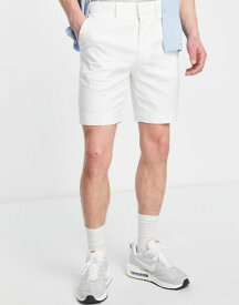 エイソス メンズ ハーフパンツ・ショーツ ボトムス ASOS DESIGN smart skinny linen mix shorts in white WHITE