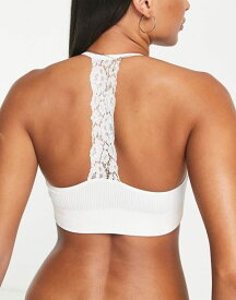 ニュールック レディース ブラジャー アンダーウェア New Look seamless lace back crop bra top in white white