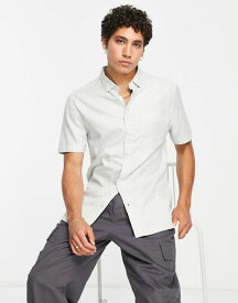 リバーアイランド メンズ シャツ トップス River Island 1 pocket short sleeve shirt in light gray GRAY - LIGHT