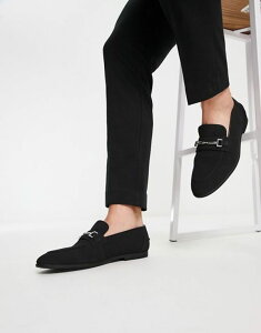 GC\X Y V[Y Xb|E[t@[ XG[h [t@[ ASOS DESIGN loafers faux suede with snaffle detail black ubN