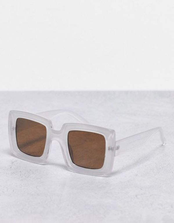エージェイモーガン レディース サングラス・アイウェア アクセサリー AJ Morgan chunky frame square sunglasses in white WHITE