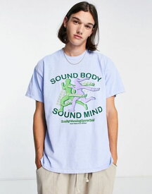 ヴィンテージ サプライ メンズ Tシャツ トップス Vintage Supply sound body sound mind t-shirt in blue BLUE