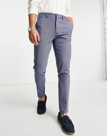 【送料無料】 エイソス メンズ カジュアルパンツ ボトムス ASOS DESIGN super skinny smart pants with mid blue pin dot MID BLUE