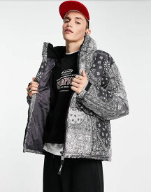 【送料無料】 シックスジュン メンズ ジャケット・ブルゾン ダウンジャケット アウター Sixth June bandana paisley print puffer jacket in black Black