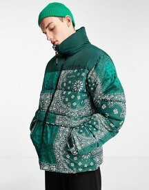 【送料無料】 シックスジュン メンズ ジャケット・ブルゾン アウター Sixth June bandana paisley print puffer in green GREEN