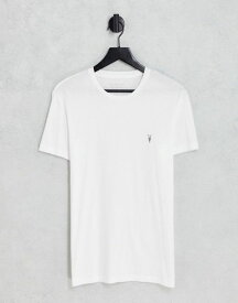 【送料無料】 オールセインツ メンズ Tシャツ トップス AllSaints Tonic ramskull logo t-shirt in white White
