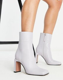 【送料無料】 エイソス レディース ブーツ・レインブーツ シューズ ASOS DESIGN Envy leather high-heeled boots in lilac Lilac leather