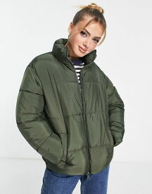 【送料無料】 ニュールック レディース ジャケット・ブルゾン アウター New Look boxy padded zip up coat in khaki Green