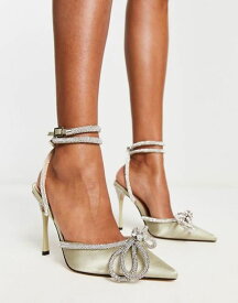 【送料無料】 パブリックデザイア レディース ヒール シューズ Public Desire Exclusive Midnight heeled shoes with diamante bow detail in jade Jade