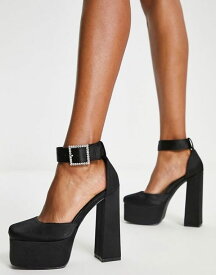 【送料無料】 シミ レディース ヒール シューズ Simmi London platform heeled shoes with embellished buckle in black Black