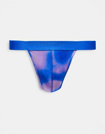 【送料無料】 エイソス メンズ 靴下 アンダーウェア ASOS DESIGN thong in pink and blue printed mesh Multi