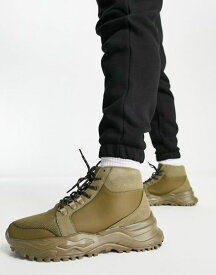 【送料無料】 パブリックデザイア メンズ ブーツ・レインブーツ シューズ Public Desire artemis chunky boots in olive GREEN