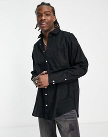 【送料無料】 アダプト メンズ シャツ トップス ADPT oversized cotton poplin shirt with pocket in black Black