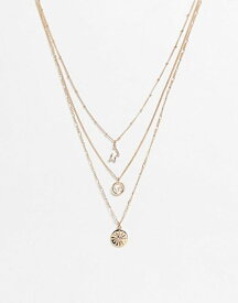 【送料無料】 リクレイム ヴィンテージ レディース ネックレス・チョーカー アクセサリー Reclaimed Vintage inspired constellation star multirow necklace Gold