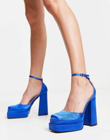 【送料無料】 レイド レディース ヒール シューズ RAID Amira double platform heeled shoes in blue satin Blue satin