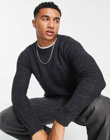 【送料無料】 フレンチコネクション メンズ ニット・セーター アウター French Connection medium stitch raglan sweater in navy & charcoal CHARCOAL