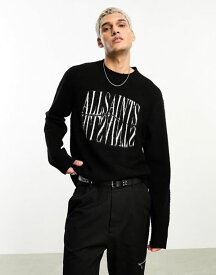【送料無料】 オールセインツ メンズ カーディガン アウター AllSaints x ASOS exclusive Paxton logo sweater in black Black/Ecru