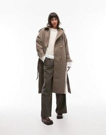 【送料無料】 トップショップ レディース コート アウター Topshop super oversized brushed trench coat in mocha brown