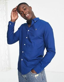 【送料無料】 ファーラー メンズ シャツ トップス Farah Brewer cotton slim fit shirt in blue Blue