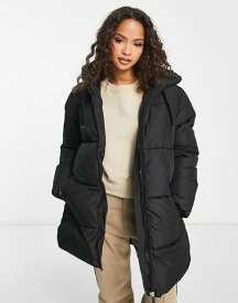 【送料無料】 ニュールック レディース コート アウター New Look mid length padded puffer coat with hood in black Black