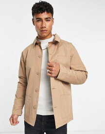 【送料無料】 フレンチコネクション メンズ ジャケット・ブルゾン アウター French Connection lined multi pocket jacket in light brown BROWN